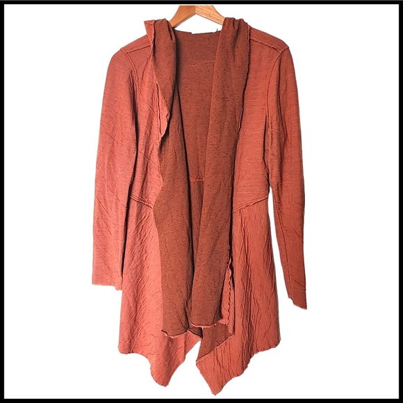 cut loose Sweaters - Cut Loose Hooded Cardigan Jacket Crinkle Striped Orange L Large